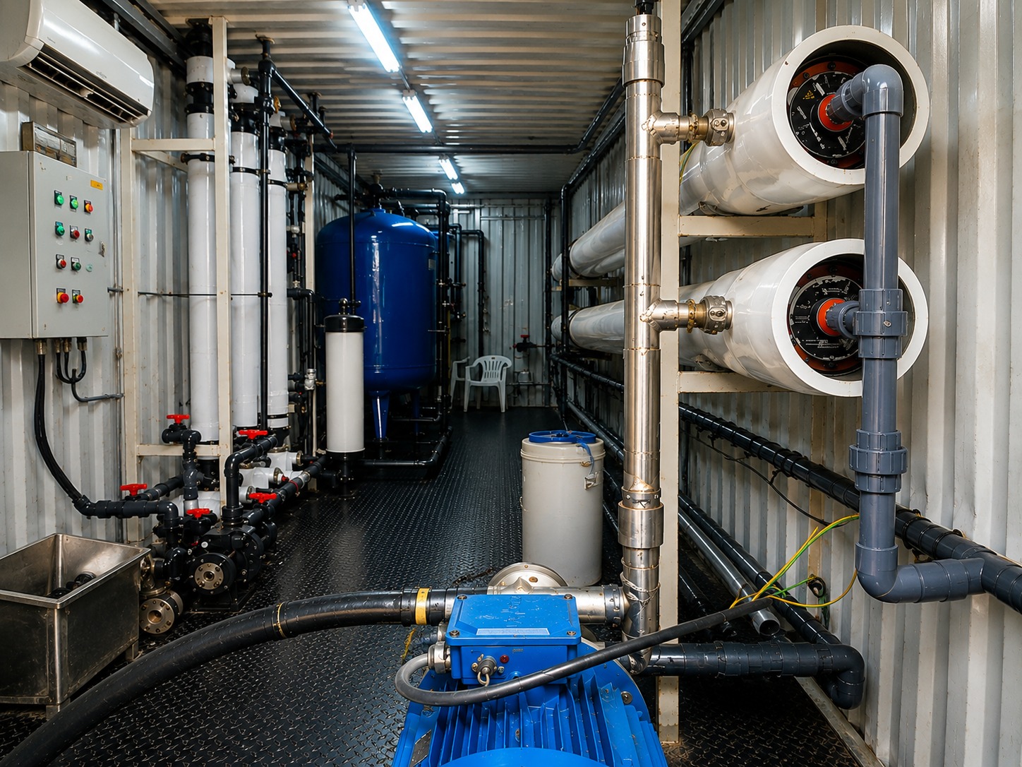 Containerised reverse osmosis water treatment system